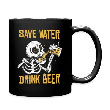 Save water Drink beer, Funny Skeleton - Full Colour Mug - black - Right