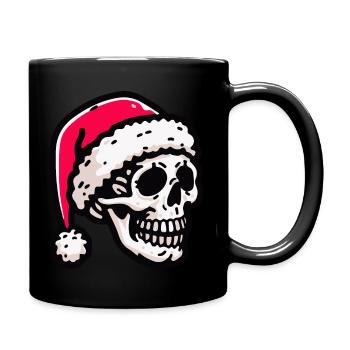 Crâne squelette avec chapeau de père Noël - Mug uni - noir - Droite