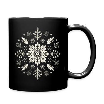 Schneeflocke Winter Schnee Flocke Stern Muster Eis - Tasse einfarbig - Schwarz - Rechts