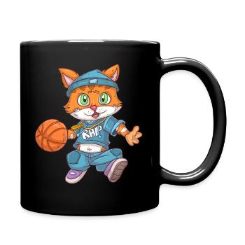 Basketball Katze - Tasse einfarbig - Schwarz - Rechts