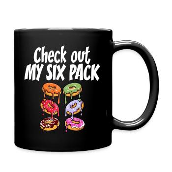 Schau dir mein Sixpack Funny Doughnut Vintage an - Tasse einfarbig - Schwarz - Rechts