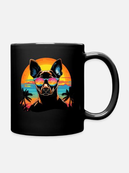 Retro Wave Basenji Dog Shirt - Tasse einfarbig - Schwarz