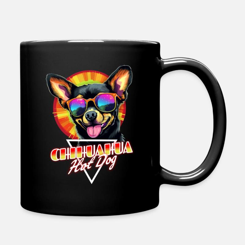 Chemise à hot-dog chihuahua Retro Wave - Mug uni - noir