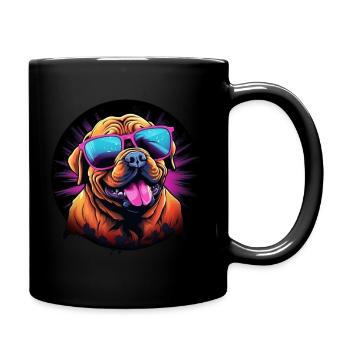 Retro Wave Dogue de Bordeaux Dog Shirt - Full Colour Mug - black - Right