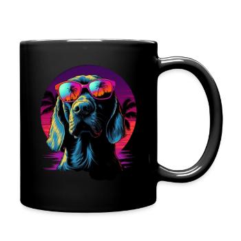 Retro Wave Bloodhound Dog Shirt - Full Colour Mug - black - Right
