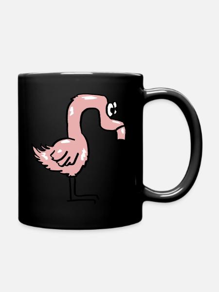 Lustiger rosa Flamingo - Tasse einfarbig - Schwarz