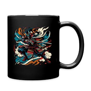 Japanese Samurai Warrior Ukiyo e - Full Colour Mug - black - Right