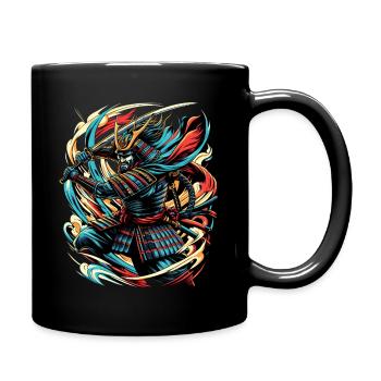 Colorfull Japanese Samurai Warrior - Full Colour Mug - black - Right