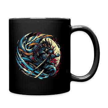 Japanese Samurai Warrior Shirt - Full Colour Mug - black - Right