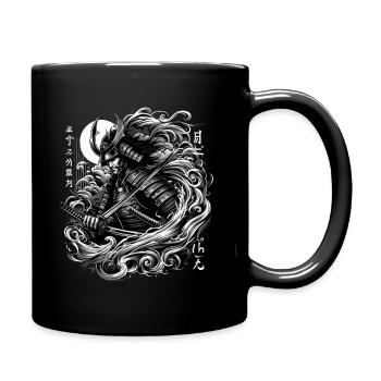 Japanese Samurai Warrior Kanji Design - Full Colour Mug - black - Right