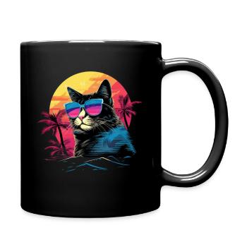 Chemise Retro Wave Japonais Bobtail Chat - Mug uni - noir - Droite