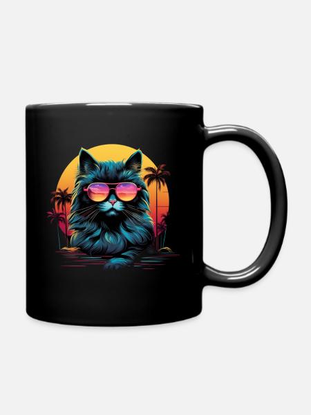 Chemise Retro Wave Chat Sibérien - Mug uni - noir