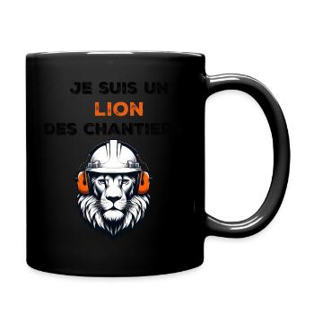 je suis un lion des chantiers - Mug uni - noir - Droite