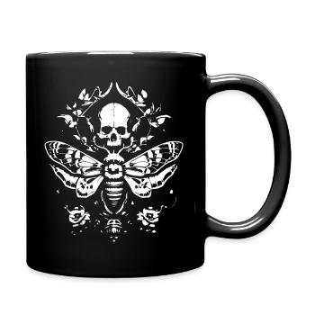 Motte Schädel Tattoo Design - Tasse einfarbig - Schwarz - Rechts
