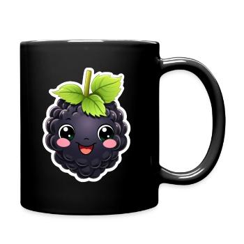 Brombeere kawaii süß - Tasse einfarbig - Schwarz - Rechts
