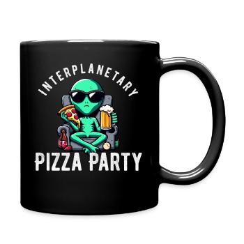Interplanetare Pizza Party Außerirdisches Festmahl - Tasse einfarbig - Schwarz - Rechts