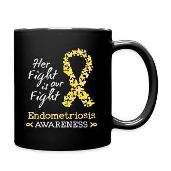 Ihr Kampf ist unser Kampf gegen Endometriose - Tasse einfarbig - Schwarz - Rechts
