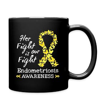 Ihr Kampf ist unser Kampf gegen Endometriose - Tasse einfarbig - Schwarz - Rechts