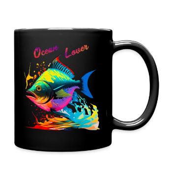 Ocean Lover. Poisson coloré - Mug uni - noir - Droite