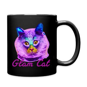 glam chat, chat, rose, glamour, louche - Mug uni - noir - Droite