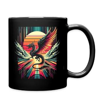 Epischer Drachen Retro Vintage - Tasse einfarbig - Schwarz - Rechts