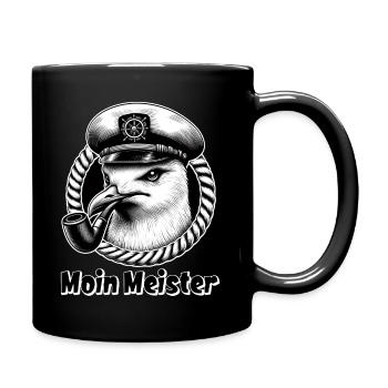 Moin Meister Möwe Kapitän Seefahrt - Tasse einfarbig - Schwarz - Rechts