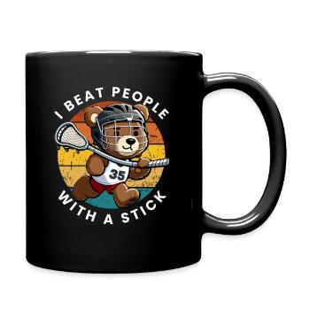 I beat people with a lacrosse stick - Full Colour Mug - black - Right