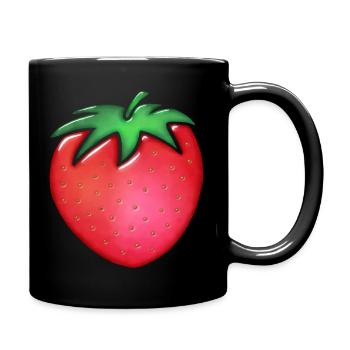 Peinture à l’aquarelle à la fraise sur verre - Mug uni - noir - Droite