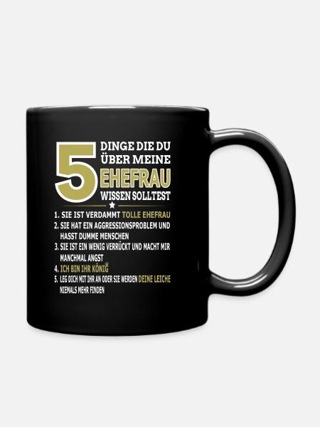 5 Things You Should Know About My Wife - Full Colour Mug - black