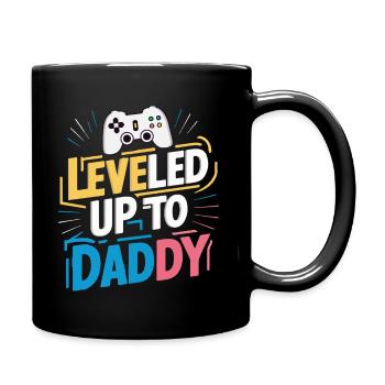 Leveled up to daddy - Full Colour Mug - black - Right