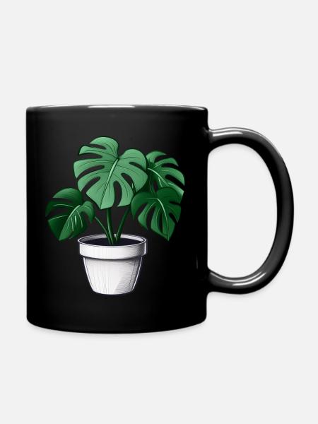 Monstera - Tasse einfarbig - Schwarz