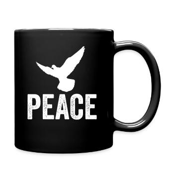 PEACE mit Friedenstaube - Tasse einfarbig - Schwarz - Rechts