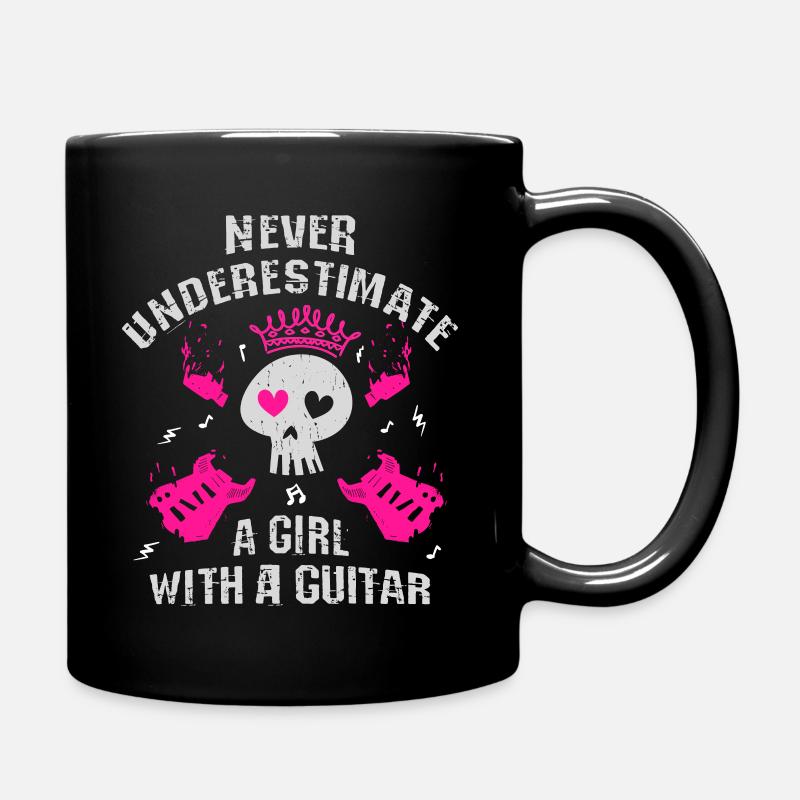 Unterschätze niemals ein Mädchen mit einer Gitarre - Tasse einfarbig - Schwarz
