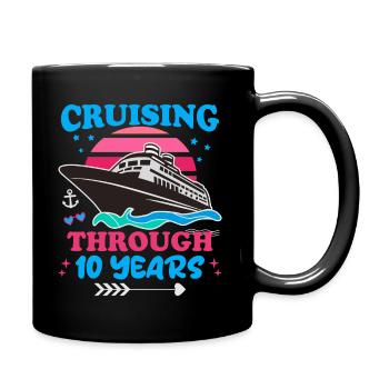 Kreuzfahrt durch den 10. Hochzeitstag - Tasse einfarbig - Schwarz - Rechts