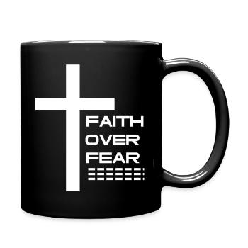 Glaube statt Angst Kreuz Design - Tasse einfarbig - Schwarz - Rechts