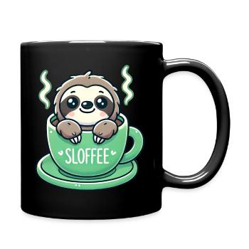 Süßes Faultier Kaffee Liebhaber - Tasse einfarbig - Schwarz - Rechts