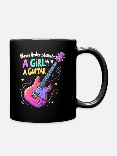 Mädchen mit Gitarre Power - Tasse einfarbig - Schwarz