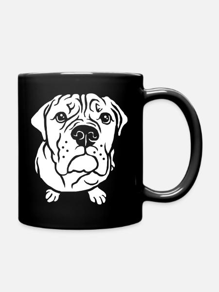 Bulldog bettelnd - Tasse einfarbig - Schwarz