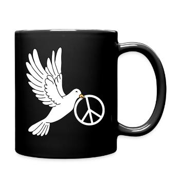 Dove of peace with peace sign - Full Colour Mug - black - Right