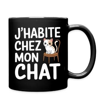 J'habite chez mon chat - Mug uni - noir - Droite