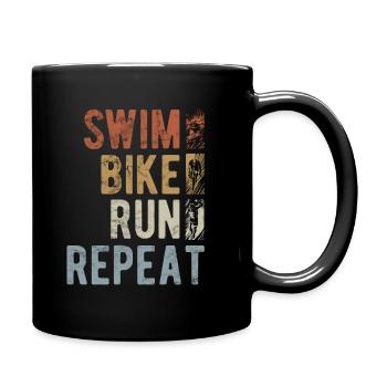 Swim Bike Run Repeat - Vintage Triathlon - Tasse einfarbig - Schwarz - Rechts