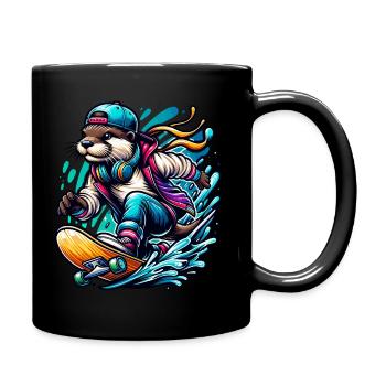 Skateur Otter cool dans le style de la rue - Mug uni - noir - Droite