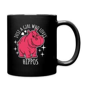 Just a girl who loves hippos - Cartoon - Tasse einfarbig - Schwarz - Rechts