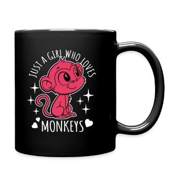 Just a girl who loves monkeys - Cartoon - Full Colour Mug - black - Right