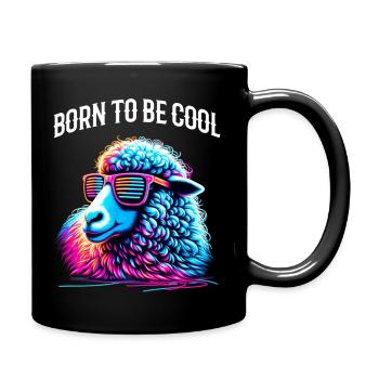 Schaf mit Brille lustig cool bunt Schäfer Geschenk - Tasse einfarbig - Schwarz - Rechts