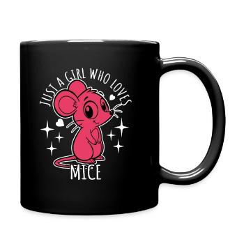Just a girl who loves mice - Cartoon - Tasse einfarbig - Schwarz - Rechts