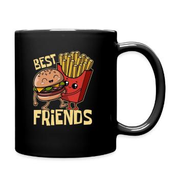 Burger & Pommes - Fast Food - Best Friends - Tasse einfarbig - Schwarz - Rechts