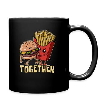 Burger & Pommes - Fast Food - Together - Party - Tasse einfarbig - Schwarz - Rechts