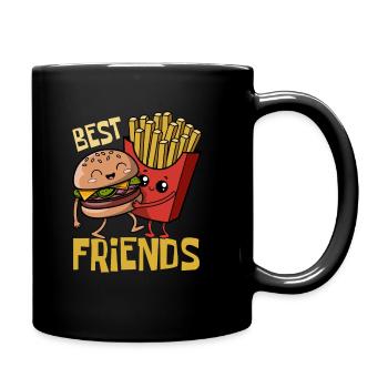 Burger & Pommes - Fast Food - Best Friends - Tasse einfarbig - Schwarz - Rechts