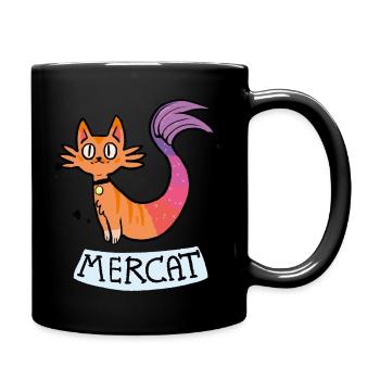 Chat Sirène - Mug uni - noir - Droite